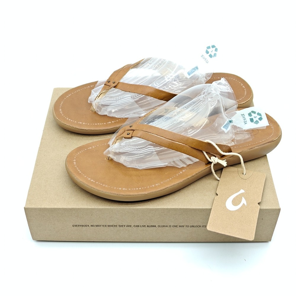 Olukai Womens Kapehe Luana Leather Beach Sandals Sahara Size 9