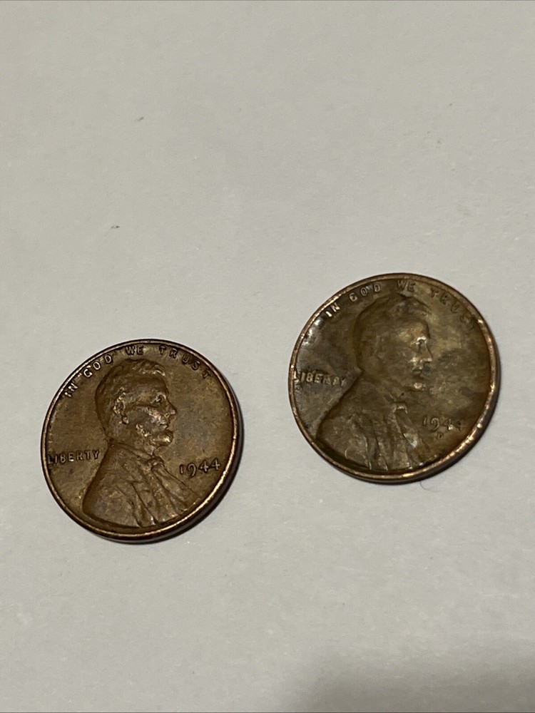 SET Of 2 Lincoln Wheat Cent Pennies-1944 And 1944 D War Time Penny Us Coins
