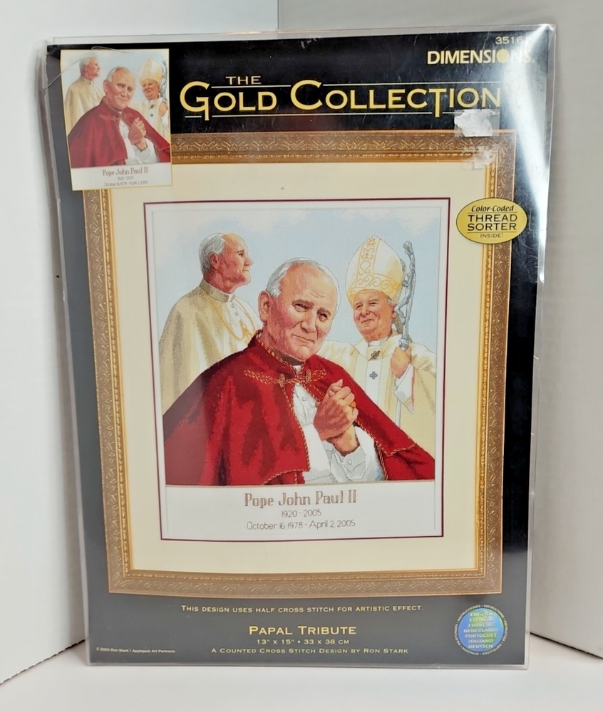 Dimensions The Gold Collection Papal Tribute Pope John Paul II Cross Stitch Kit-image