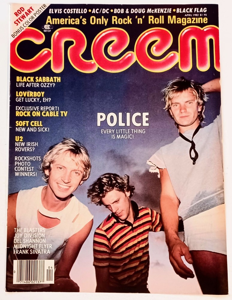 1982 CREEM MAGAZINE~COVER ONLY~THE POLICE~ORIGINAL VINTAGE POSTER PINUP WALL ART