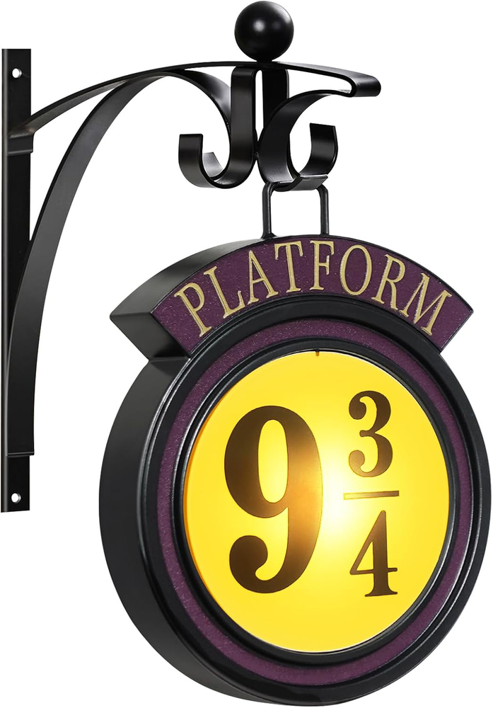 Platform 9 3/4 Sign Light - Metal Wall Decor for Halloween & Christmas Parties