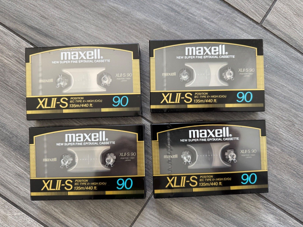 CANTIDAD 4: CASETE EPITAXIAL MAXELL SUPER FINO, XLII-S 90, IEC TIPO II, NUEVO-SELLADO