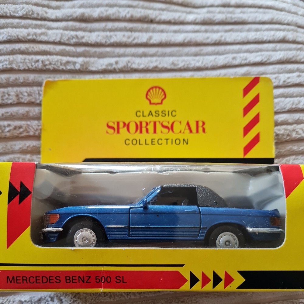 Vintage Mercedes Benz 500 Classic Sports Car Diecast Model by Shell Garage