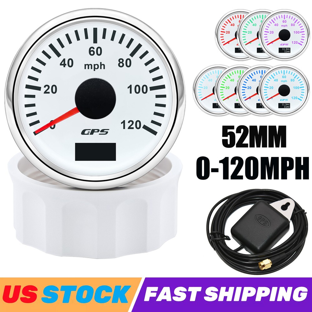 52MM Waterproof GPS Speedometer 0-120MPH for Motorcycle Boat Car Truck US