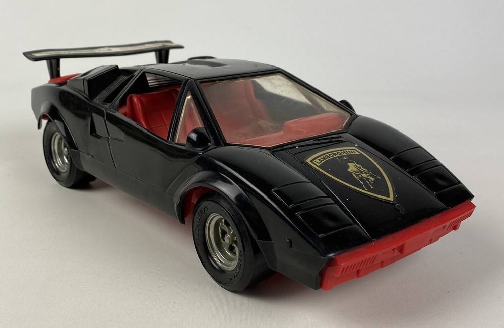 Vintage Tootsie Car Lamborghini Countach Black With Red Interior 80s Collectible