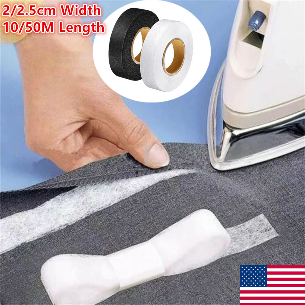 10/50M Wonder Web Hemming Tape 2cm/2.5cm Wide Black Hem Iron On Adhesive