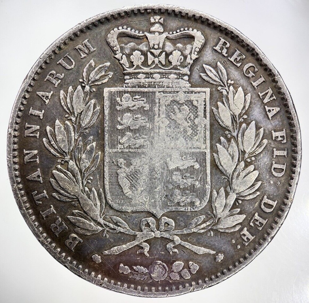 1845 Victoria One Crown Silver Coin in Fine Collectable Condition