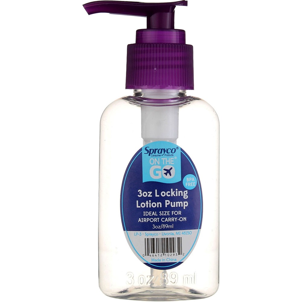 3 Pack Sprayco On The Go Travel Locking Lotion Pump, 3 oz