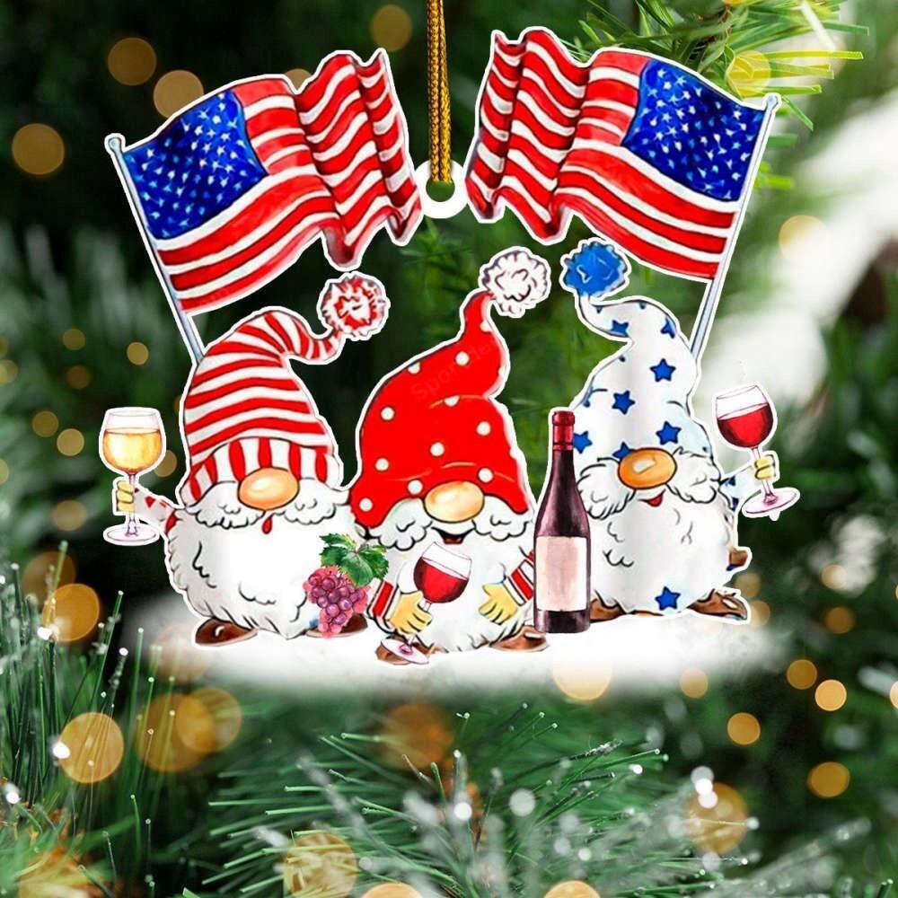 Gnome Red Wine Christmas Ornament  Wine Drinkers Christmas Ornament Holiday Gift