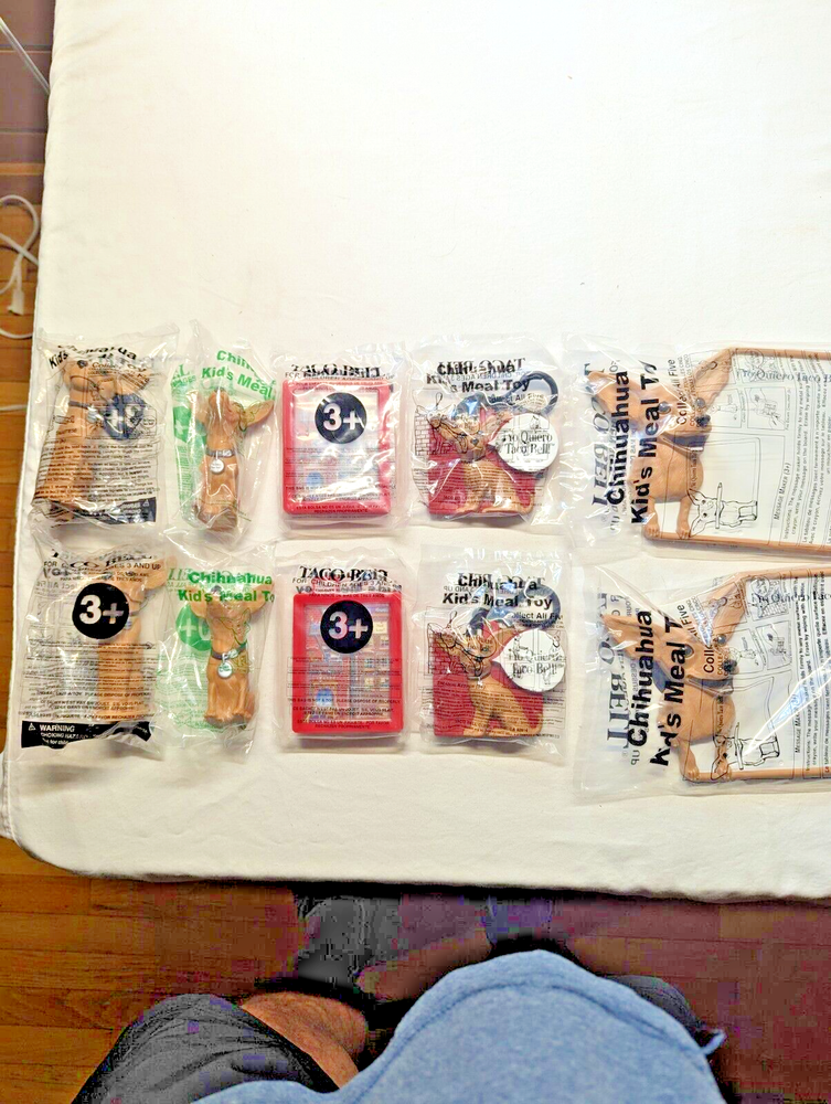 Vtg Taco Bell 2 Complete Sets Of Rare Collectable Chihuahua Toys NIP