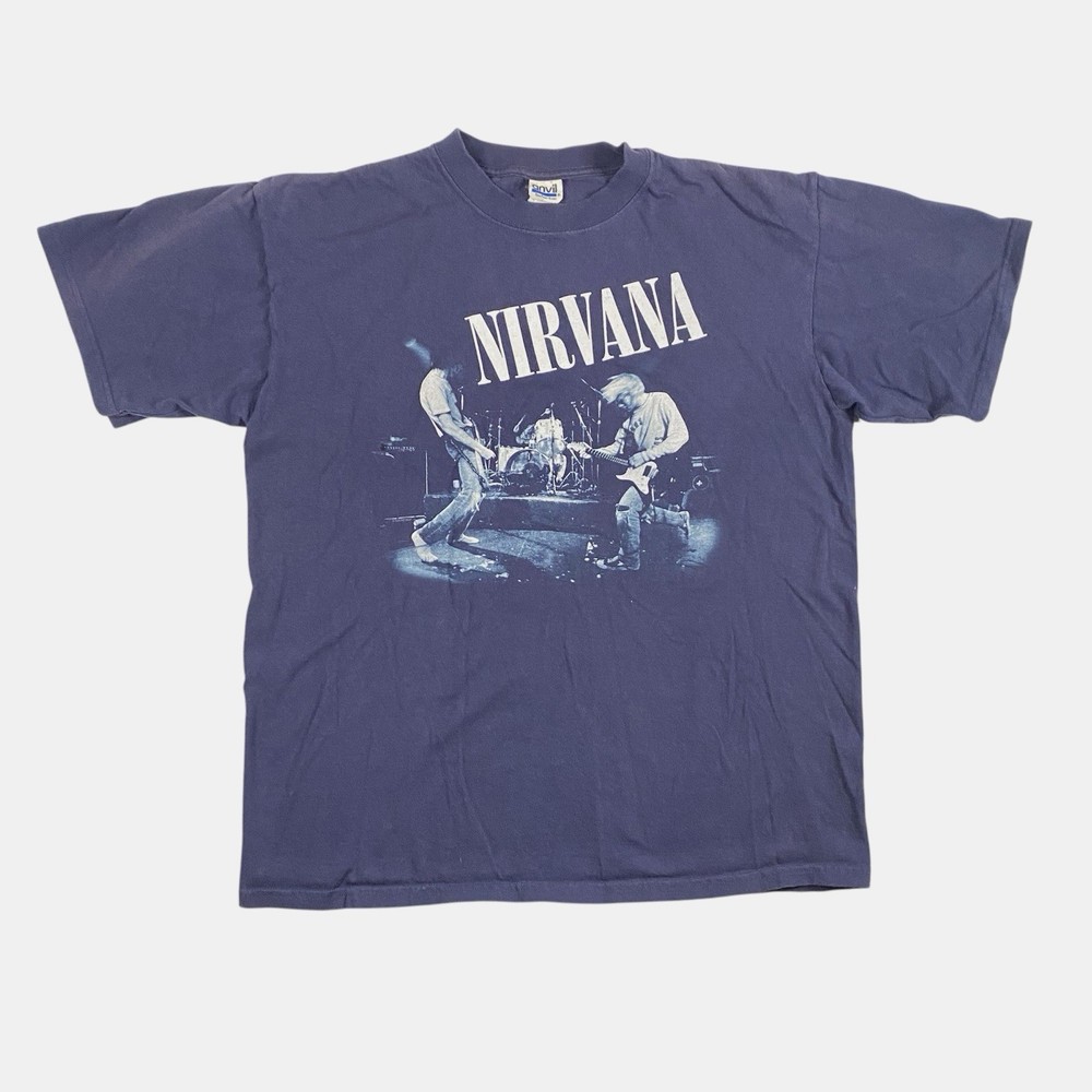 Vintage Nirvana TShirt Muddy Banks Wishkah Stage Performance Navy Blue Adult Lg