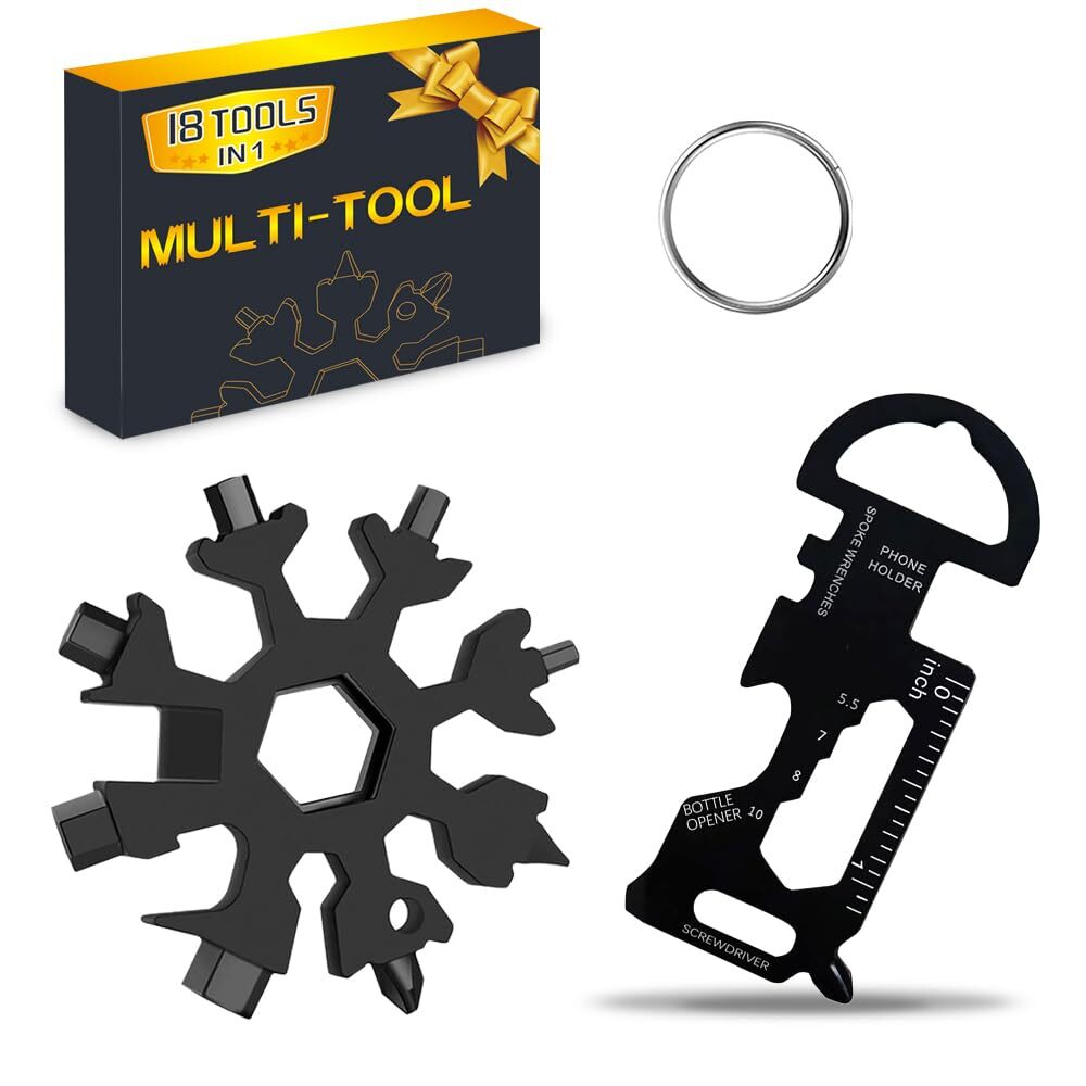 18-in-1 Snowflake Multitool & 8-in-1 Keychain Tool – Perfect Stocking Stuffers for Men