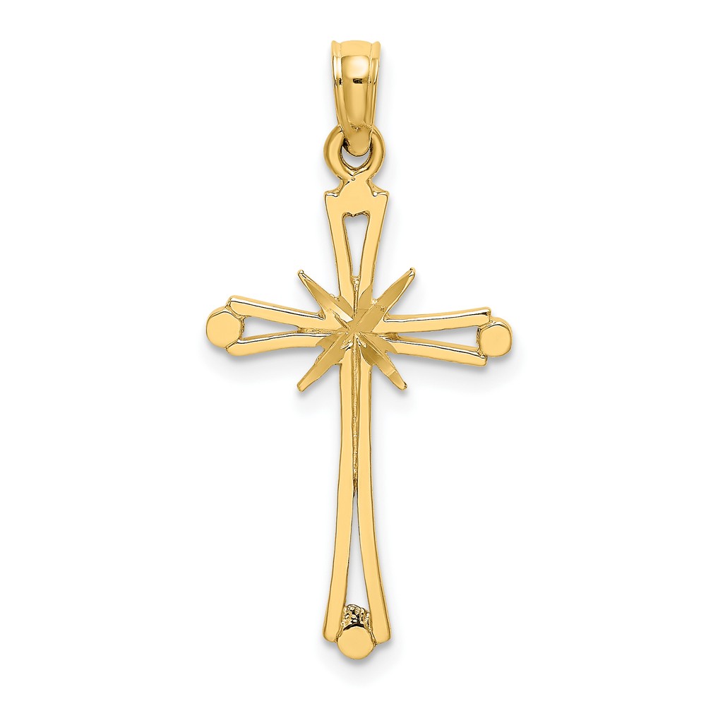 Avariah 14K Yellow Gold Diamond Cut w/ X-Center On Cross Charm - 21.6mm
