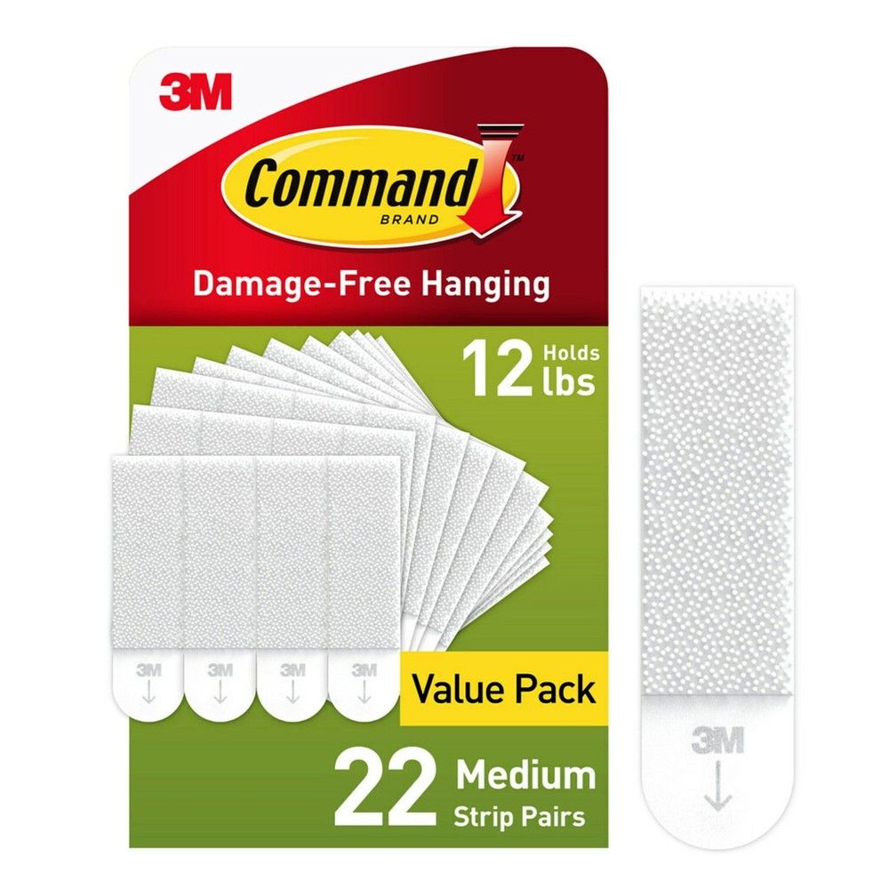 Command Medium Picture Hangers, White, Damage Free Decorating, 22 Pairs