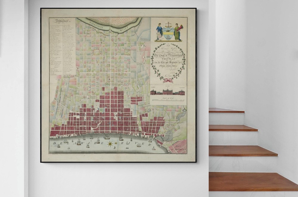 1794 City Map of Philadelphia as Capital of the United States Decor Poster Print