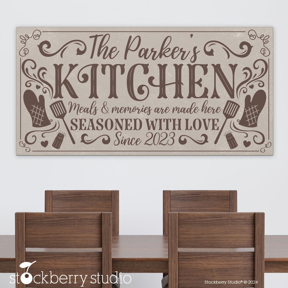 Custom Farmhouse Kitchen Wall Sign - Rustic Modern Personalized Decor  -image