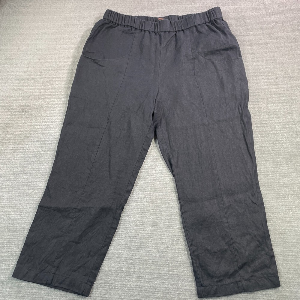 Quince Pants Women L Black Jogger  Linen Rise Casual Classic Coastal Loose