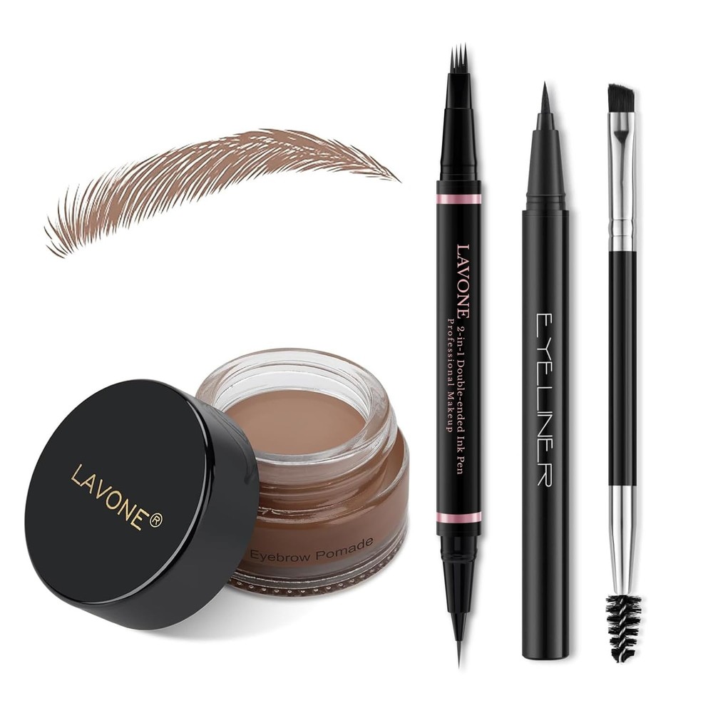 Eyebrow Pencil Makeup Kit, with Waterproof 2-IN-1 Microblading Ash Brown