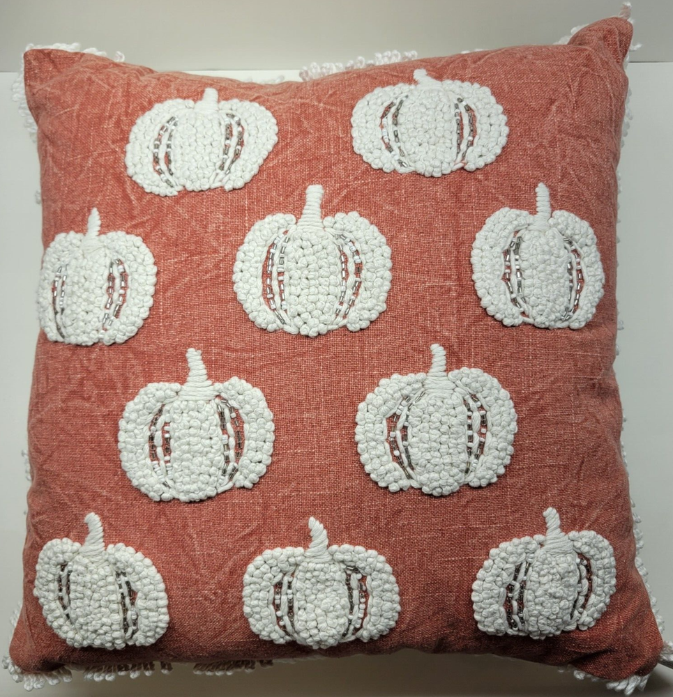 Rachel Ashwell Embroided Pumpkin Pillow The Farmhouse Decorative Fall Halloween