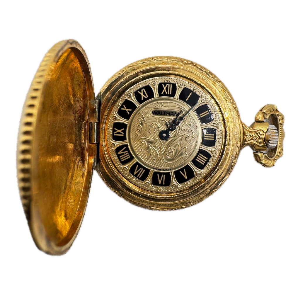 Antique 0s Waltham Engraved 17 Jewel Mechanical Hunter Pocket Watch Swiss