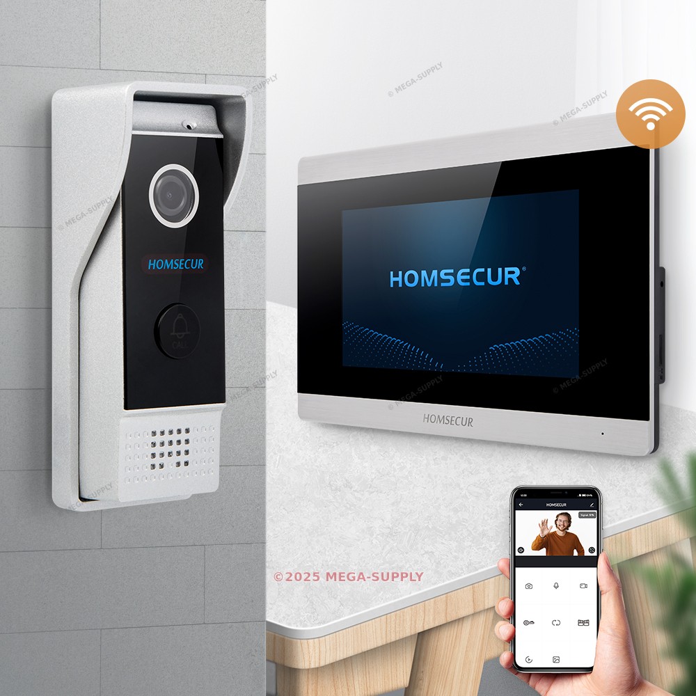 HOMSECUR 4 Wire WIFI Video Doorphone with External Memory Intercom Door Unlock System