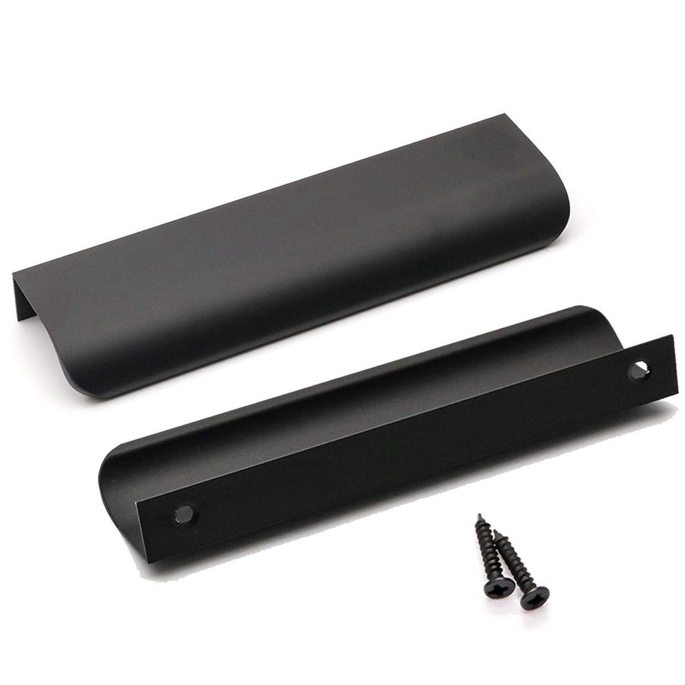 10 Pack Black Cabinet Handles 5 Inch Finger Pulls for Cabinets Black Edge Pul...