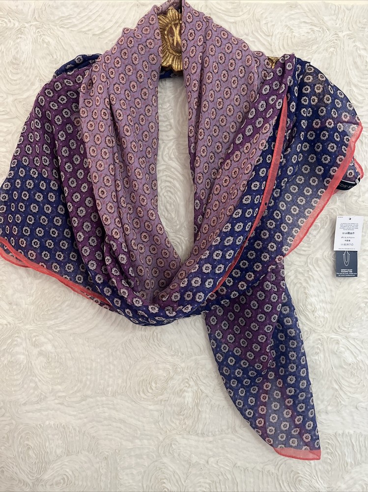 LANDS END Preppy Floral Infinity Scarf Gauzy Polyester Wrap NWT