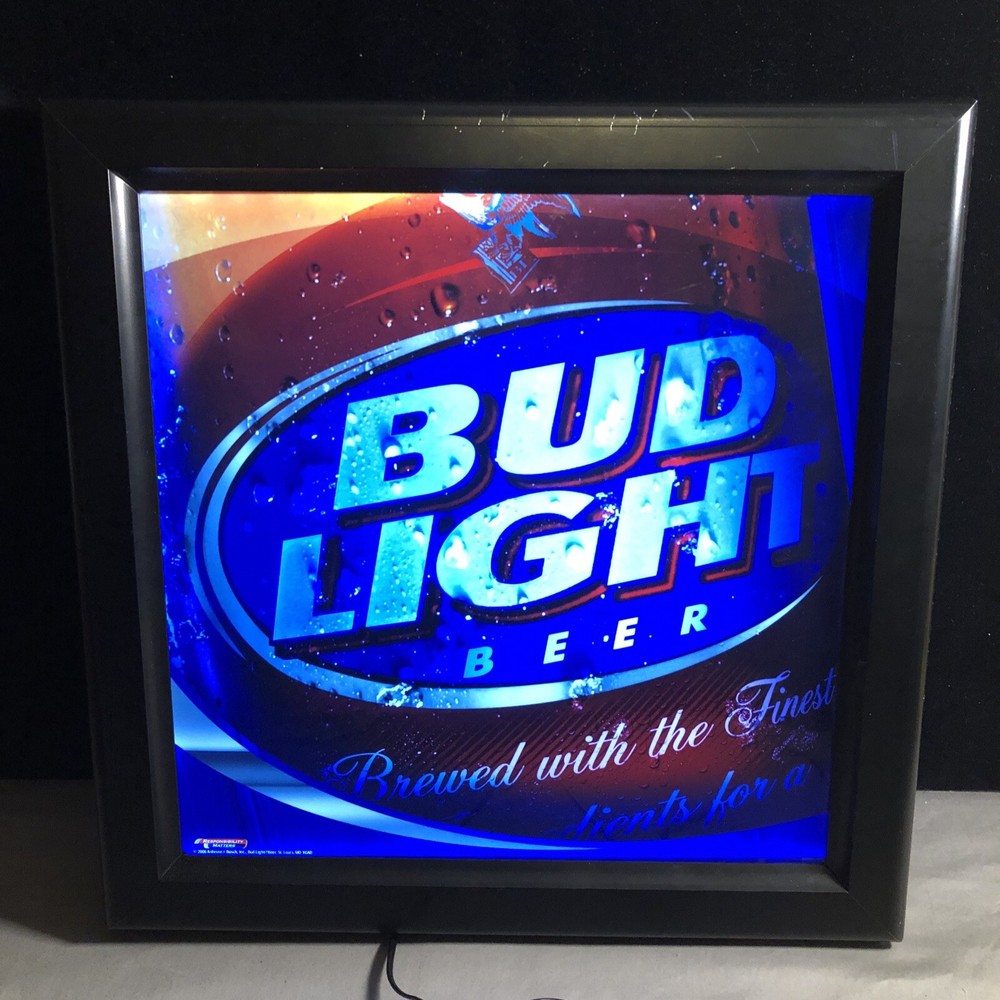 Bud Light 2006 Neon Light Up Beer Sign Lighted 15”X15.5” Man Cave Decore