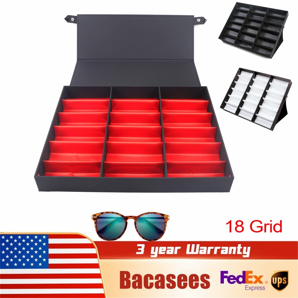 Eyeglass Case 18 Grids Display Storage Box Eyewear Sunglasses Organizer Holder