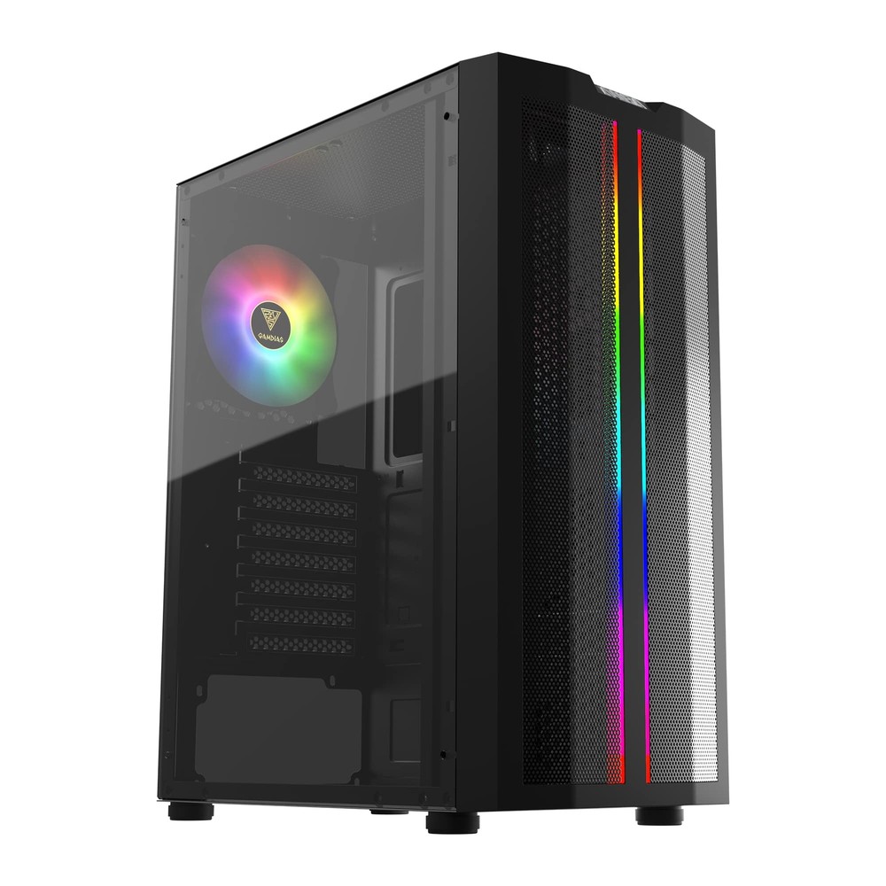 ATX Mid Tower Gaming Computer PC Case with Side Tempered Glass, 1x 120mm ARGB...