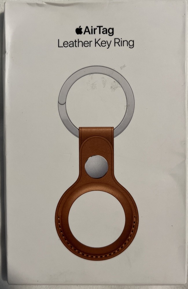 New Genuine Apple AirTag Leather Key Ring in Saddle Brown