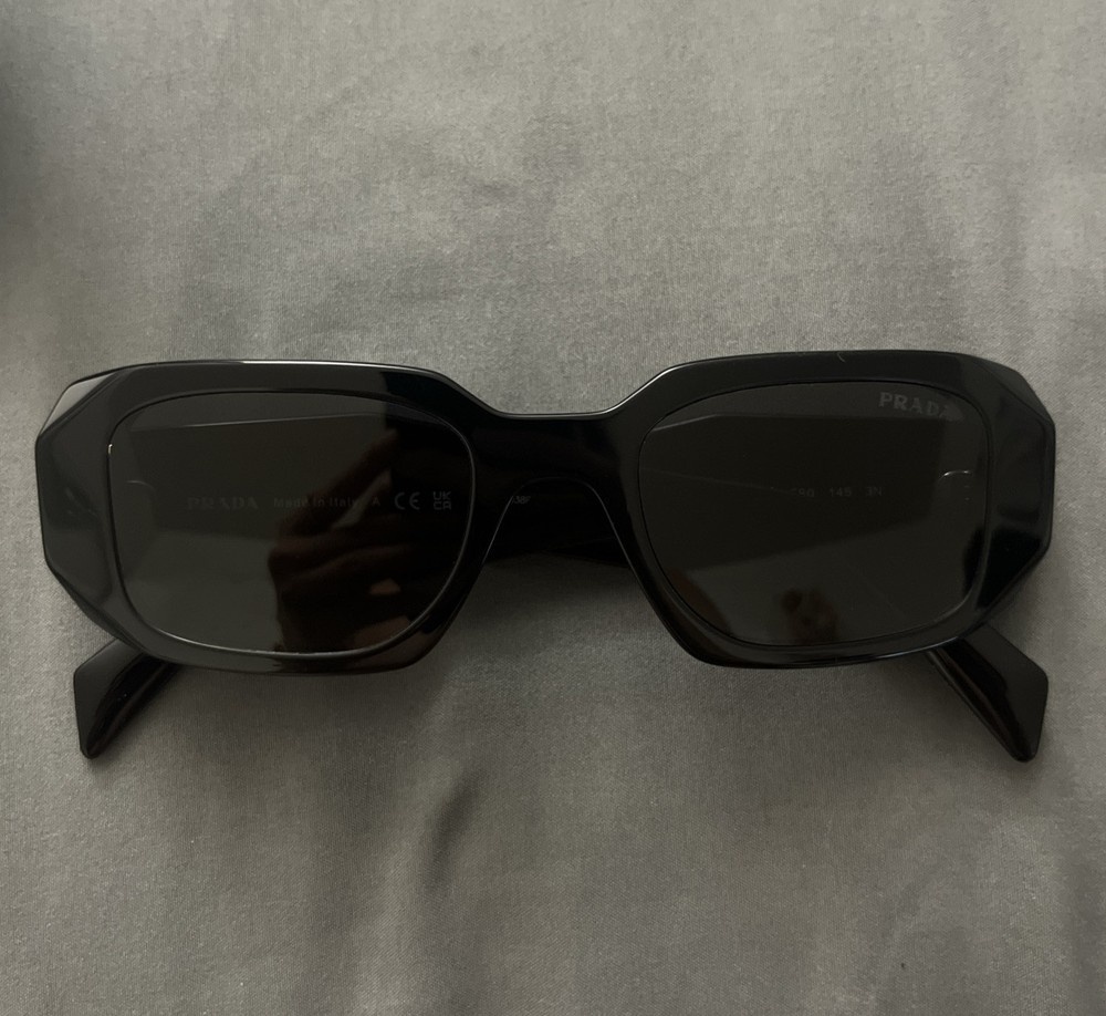 Prada PR17WS 1AB5S049 Womens Sunglasses Black Dark Grey Lens 49mm