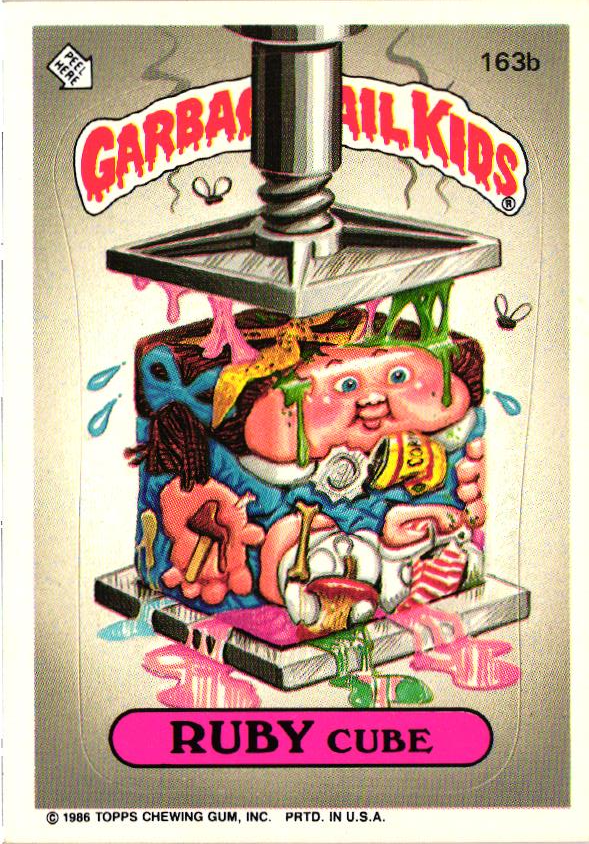 1986 Topps Garbage Pail Kids Sticker Card 163B Ruby Cube
