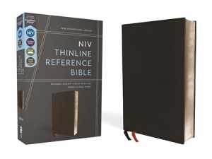 NIV Thinline Reference Bible Deep Brown Leather Bound by Zondervan in Very Good Condition