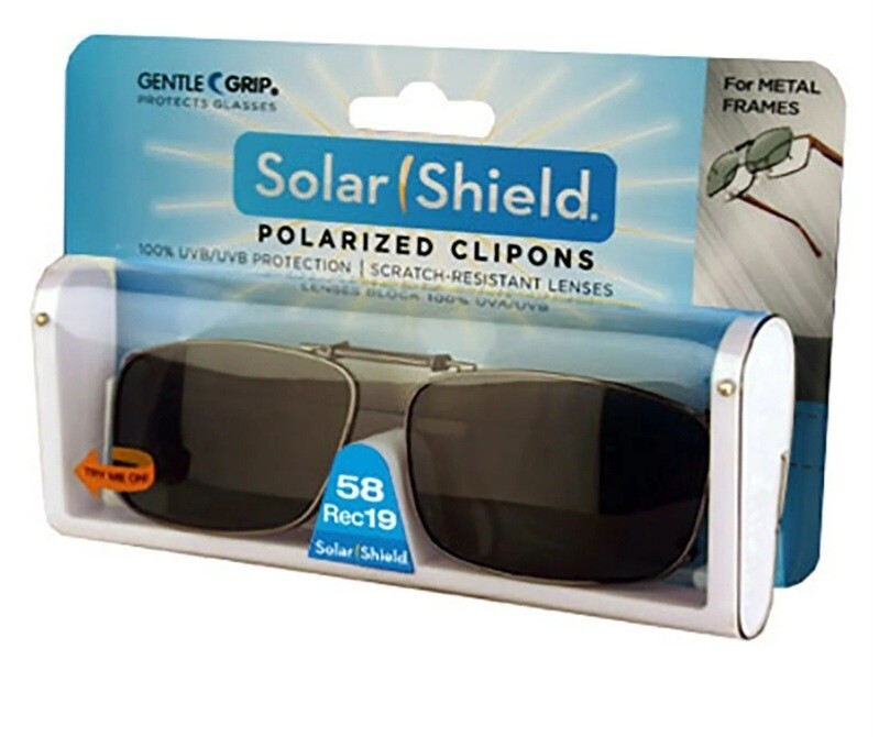 New Solar Shield Polarized Clip on Sunglasses 58 Rec19 Glare Scratch Resistant