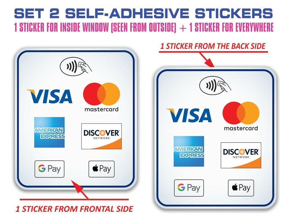 Contactless VISA G Pay Apple Credit Debit Card Window Sticker-image