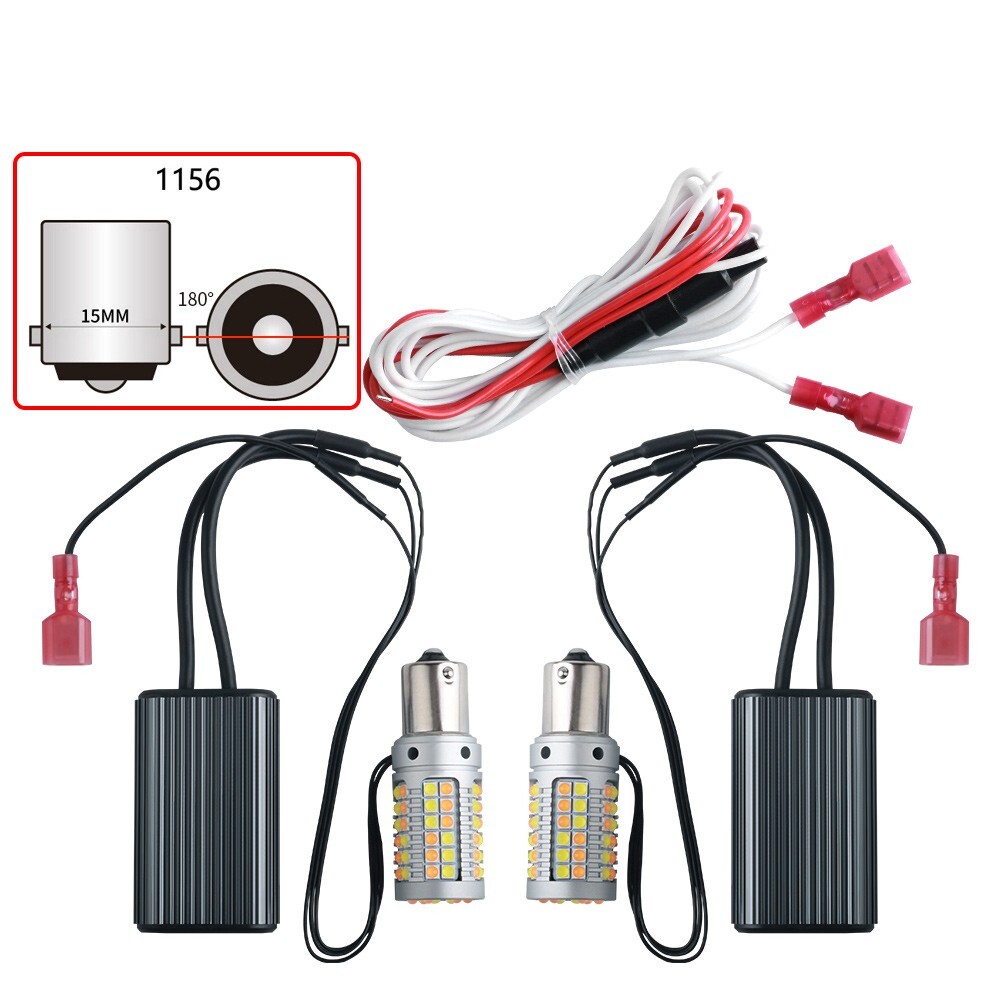 2X 1156 BA15S Canbus LED Light White Amber DRL P21W Car Turn Signal Lamp Bulbs