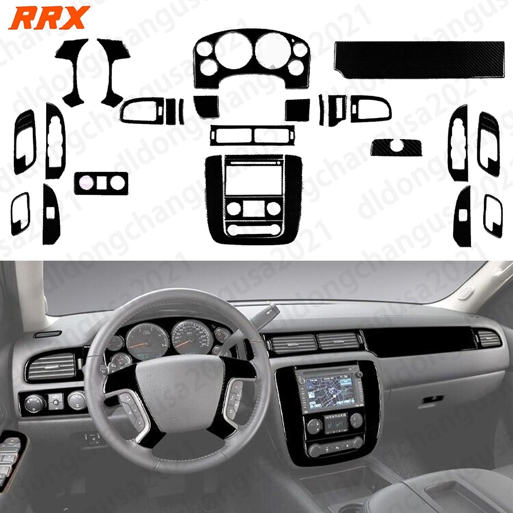 32Pcs Gloss Piano Black Interior Dash Trim Kits For Silverado/Tahoe/Sierra 07-13