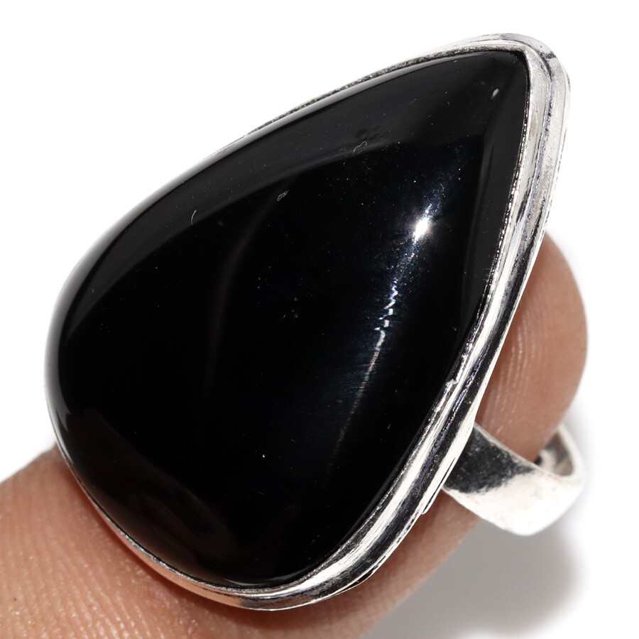 Black Onyx 925 Silver Plated Gemstone Handmade Ring US 7 Gifts Jewelry JW