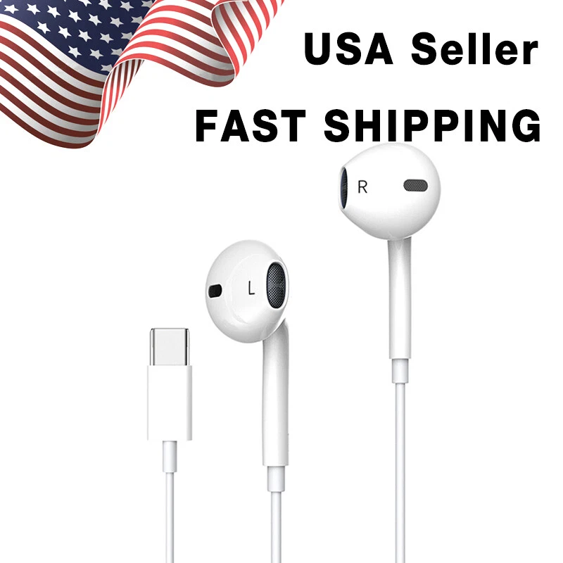 For iPhone 16 15 Pro Max iPad Pro Wired USB Type-C Stereo Earbuds Headphones