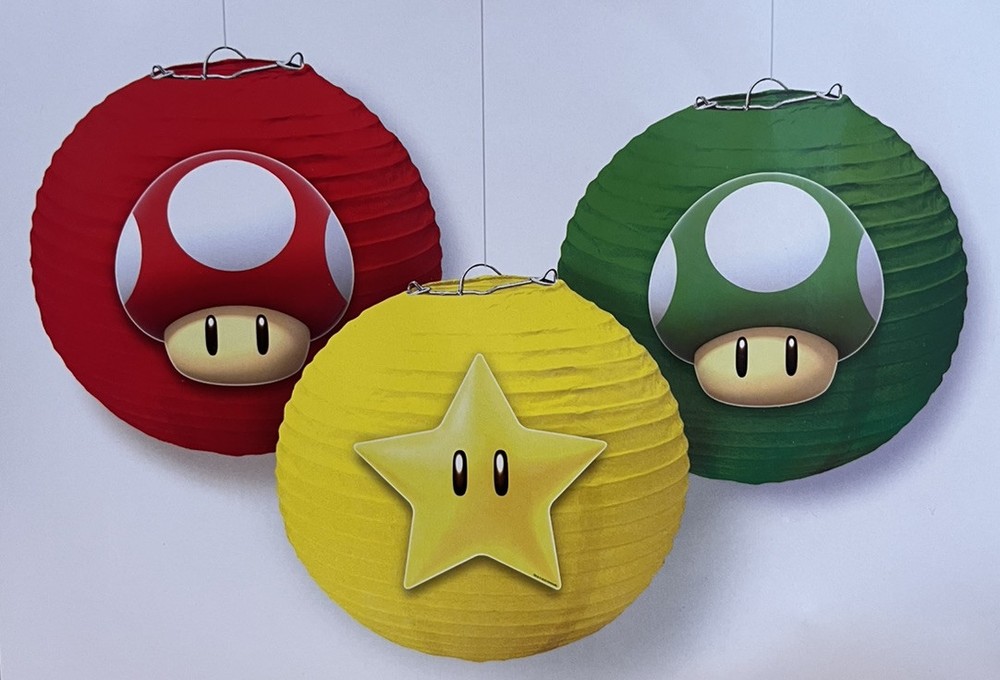 Super Mario Brothers Paper Lanterns Set Of 3 Birthday Party Decoration 9.5”