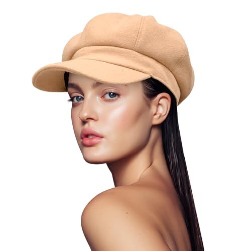 Beret Hats for Women Newsboy Hats Polyester Newsboy Cap Classic Autumn Camel