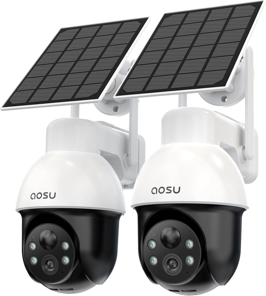 Advanced 3K Solar PTZ Security Cameras - Night Vision & Smart Alerts, 2 Pack
