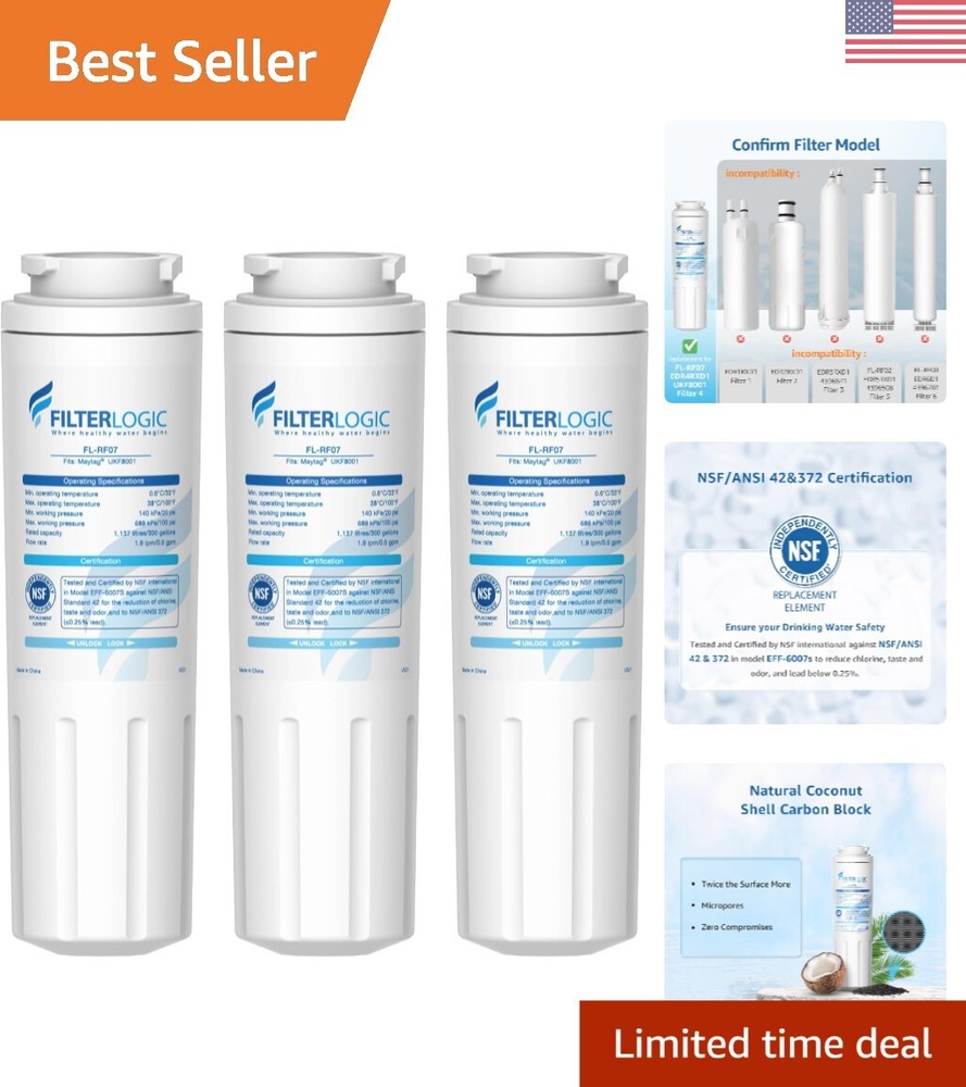 Natural Coconut Carbon Refrigerator Filter Set - 3 Filters, Great-Quality Water