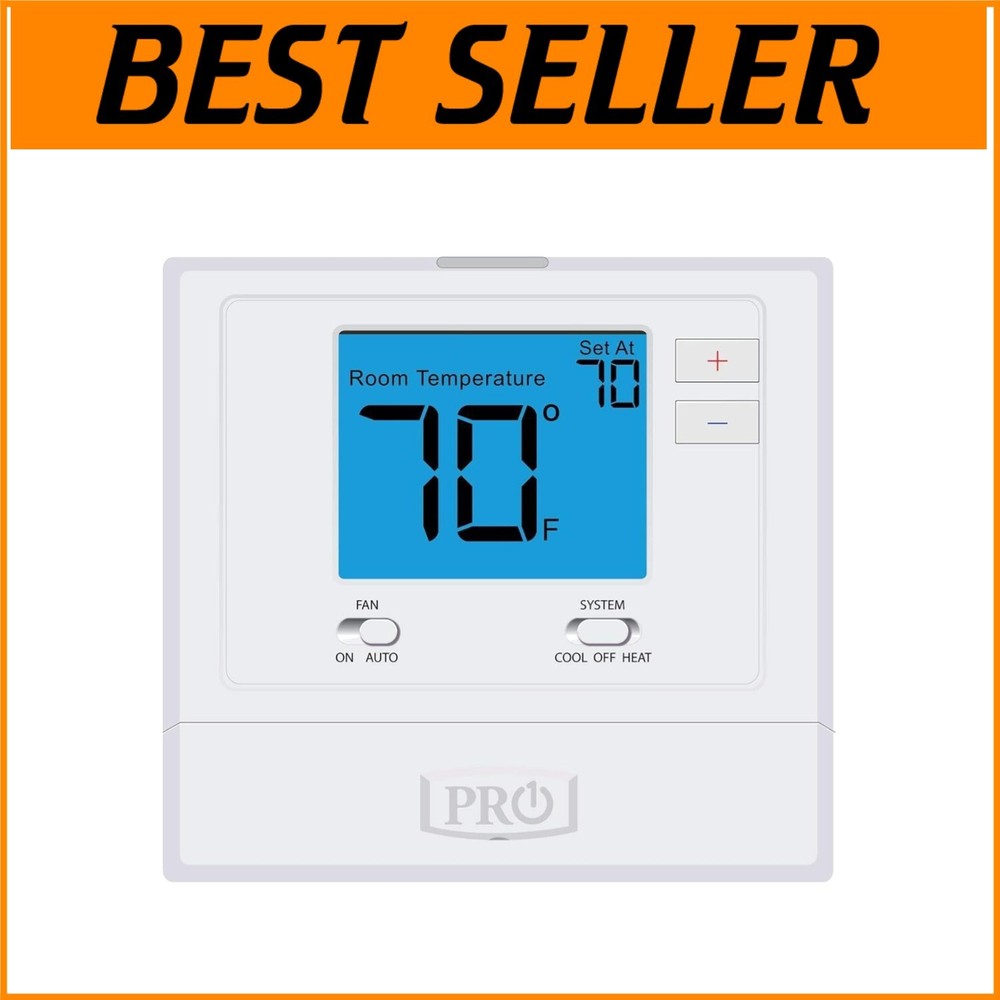 Iaq 1H/1C Thermostat with Backlit Display and Battery Included, 5-Year Warranty