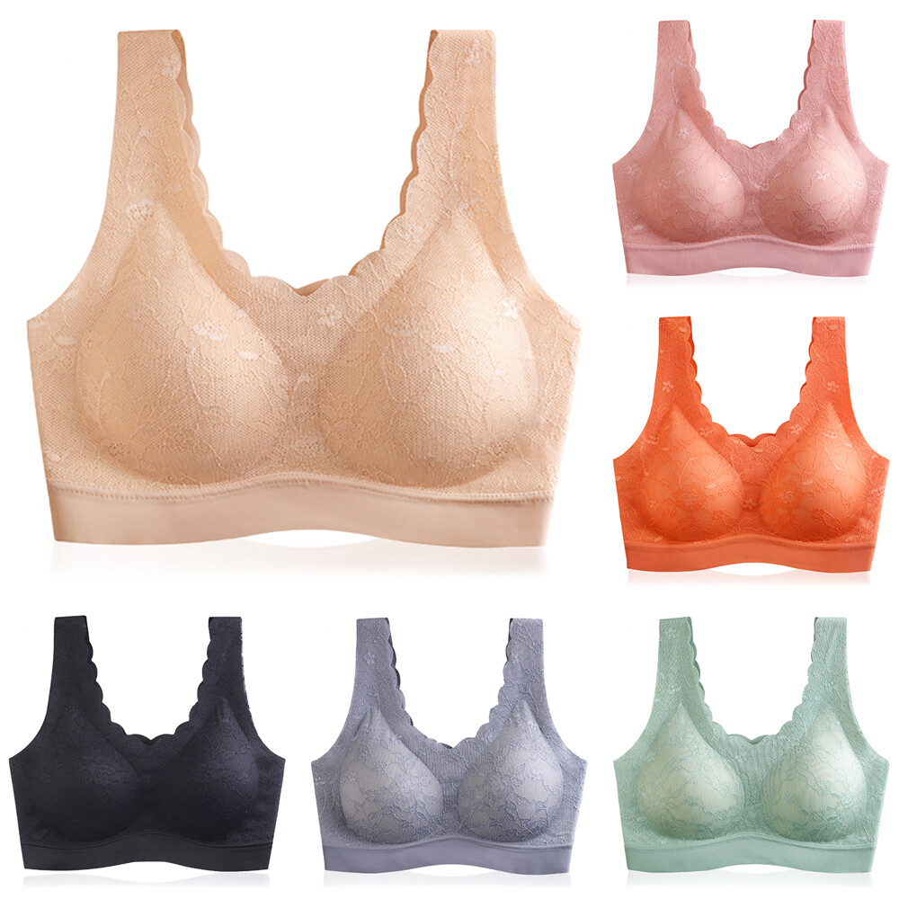 Women 5D Contour Push Up Lift Seamless Wireless Lace Bras Breathable Sports Yoga