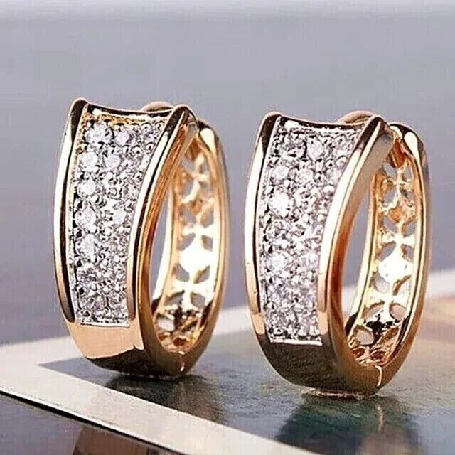 1.50Ct Round Cut Simulated Diamond Huggie Hoop Earrings 14K Yellow Gold Plated