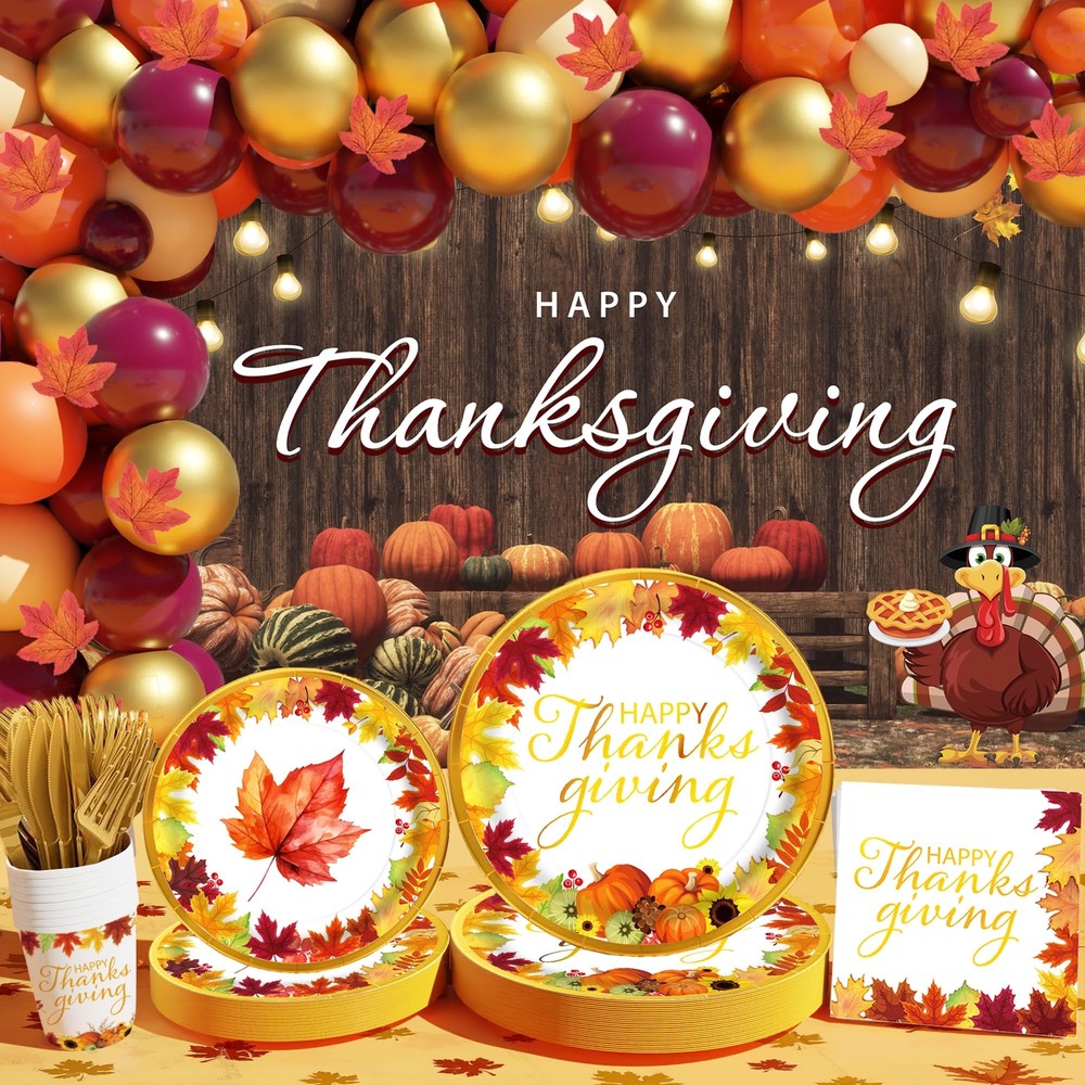 Thanksgiving Party Decorations312PCS Happy Thanksgiving DecorationsServes 25w...