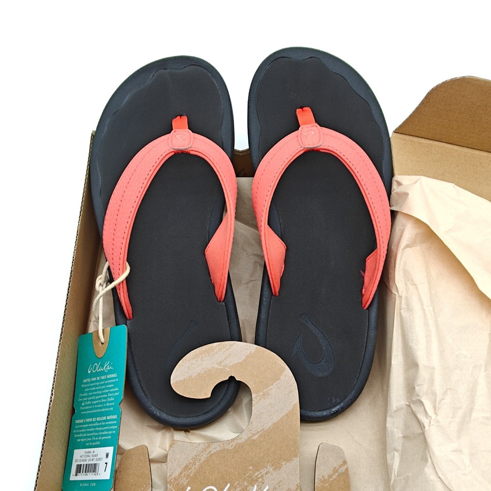 OluKai Ohana Water-Resistant Sandals with Arch Support in Hot Coral US W7