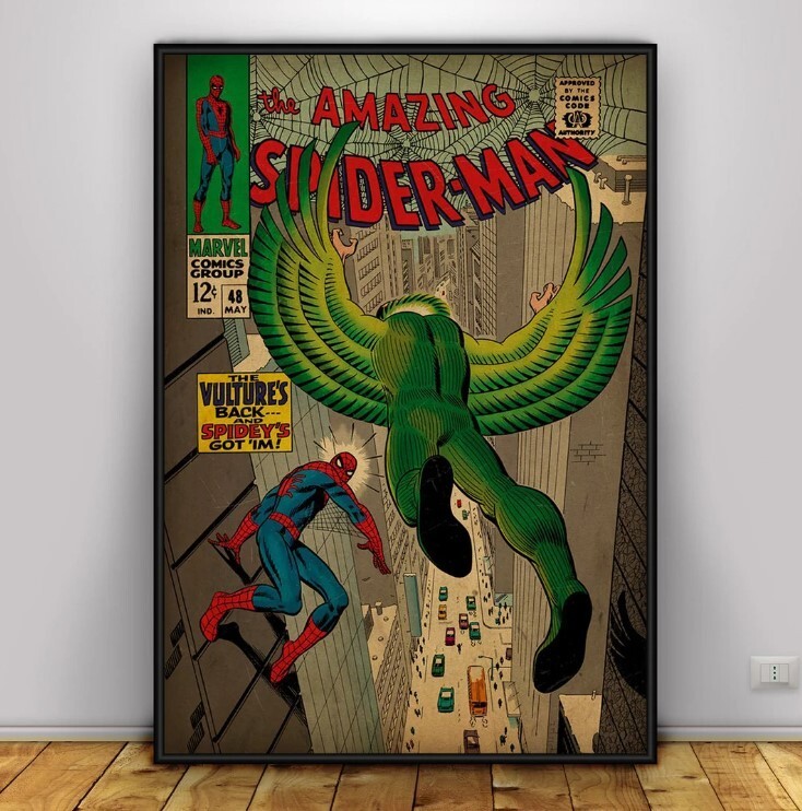Vintage Marvel Movie Comic Book Cover Wall Art Prints Set of 4